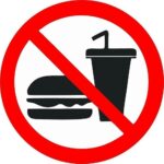 Pictogramme d'interdiction pour de la nourriture en lien avec les règlements de sécurité pour jeu gonflable.